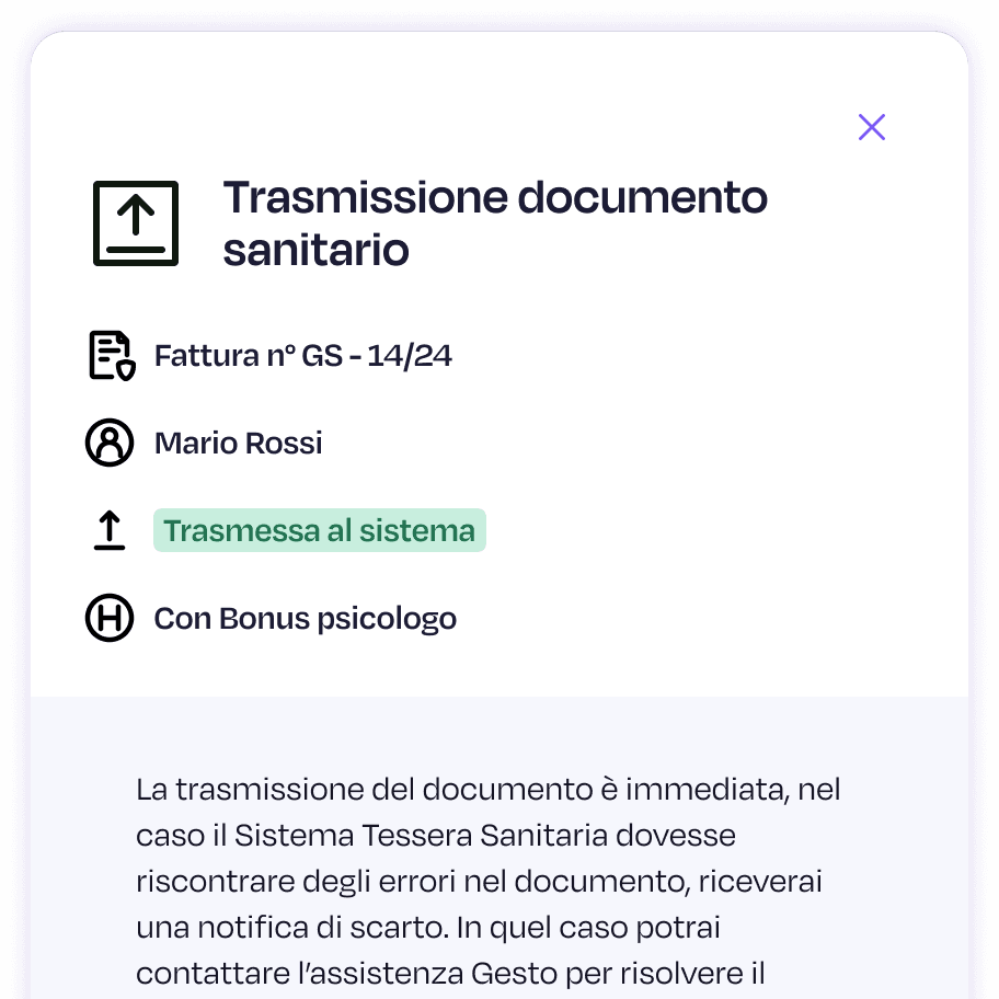 Fattura veloce schermata trasmissione immediata di una fattura